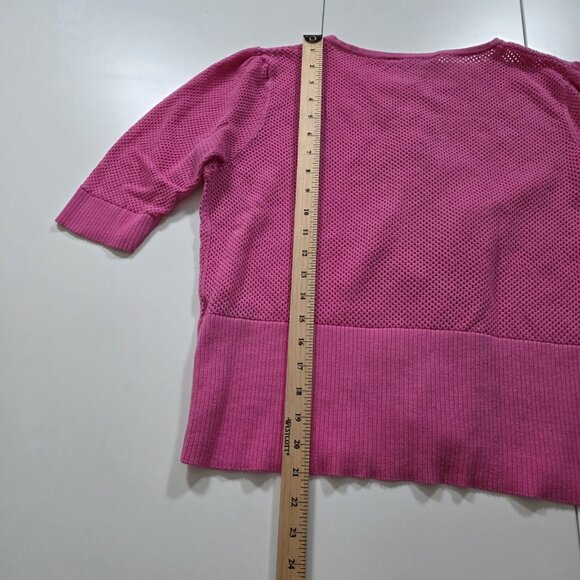 Bianca Nygard Cardigan Womens XL Hot Pink SS Button Up Round Neck Boho Open Knit - Picture 7 of 13